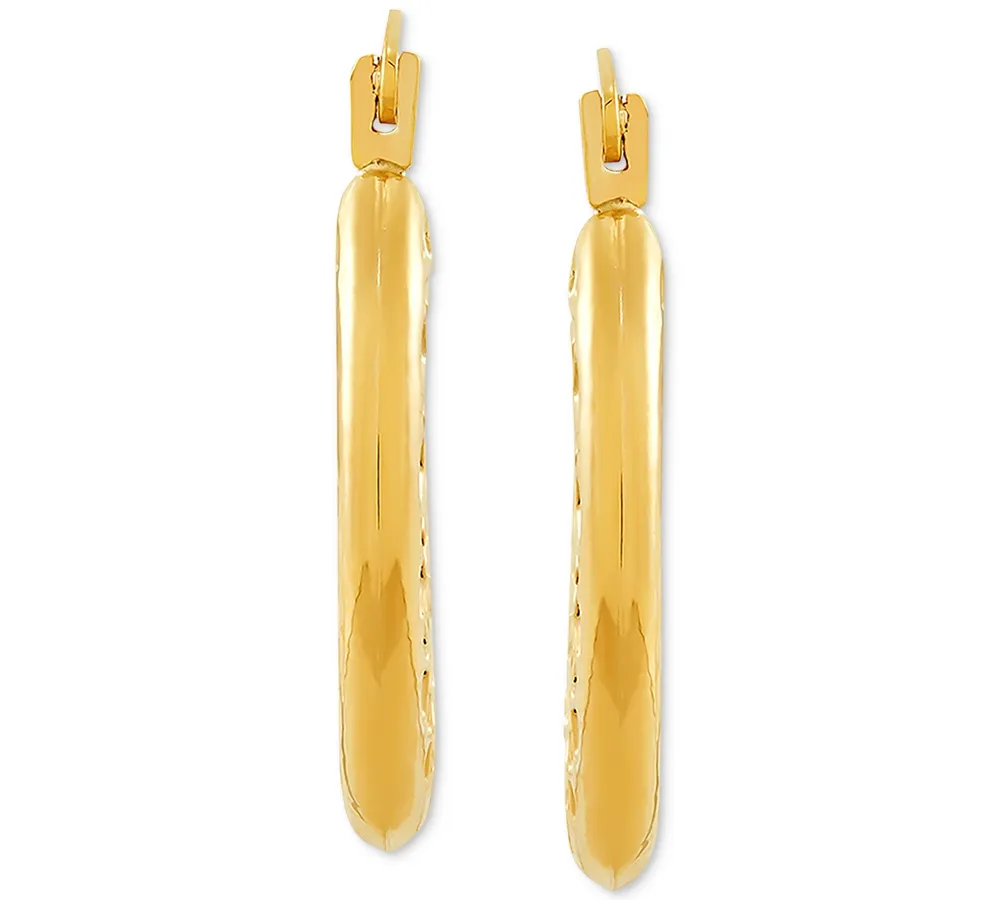 Greek Key Pattern Hoop Earrings in 14k Gold