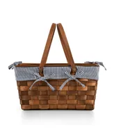 Picnic Time Kansas Handwoven Wood Picnic Basket