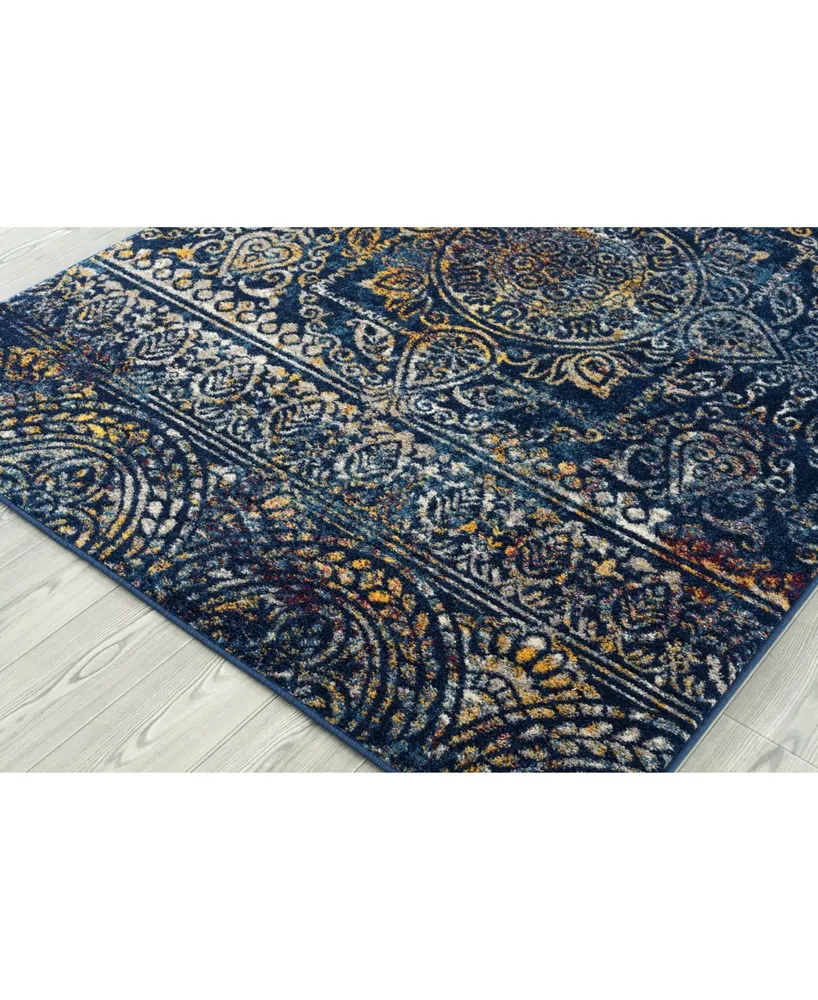 Amer Rugs Manhattan Man-42 Teal/ Blue 2'6" x 6' Runner Rug