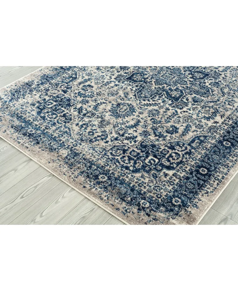 Amer Rugs Manhattan Man-39 Beige/Teal 2'6" x 7'6" Runner Rug