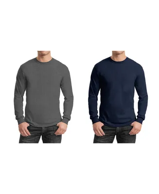 Galaxy By Harvic Men's 2-Pack Egyptian Cotton-Blend Long Sleeve Crew Neck Tee