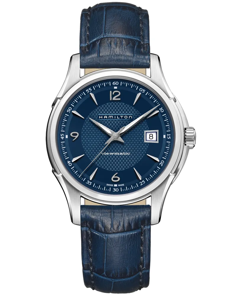 Hamilton Men's Swiss Automatic Jazzmaster Viewmatic Blue Leather Strap Watch 40mm