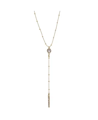 Laundry By Shelli Segal Crystal Circle Bar 25" Lariat Necklace - Gold