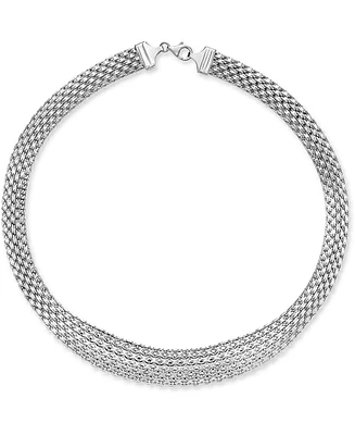 Italian Gold Wide Mesh Graduated 18" Statement Necklace 14k Yellow (Also White Gold)