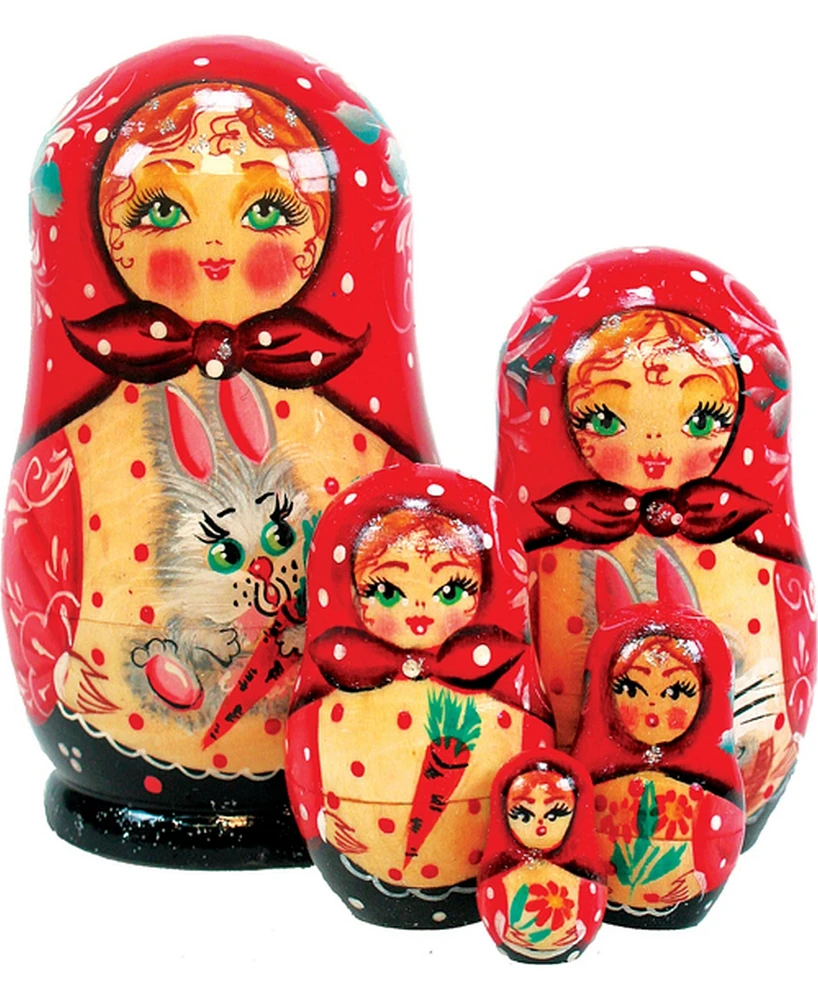 G.DeBrekht 5 Piece Bunny Russian Matryoshka Nested Doll Set