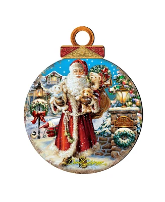 Designocracy by Dona Gelsinger Silent-Night-Santa Ornament, Set of 2