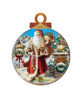 Designocracy by Dona Gelsinger Silent-Night-Santa Ornament, Set of 2