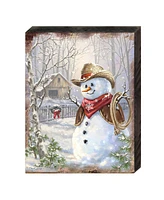 Designocracy by Dona Gelsinger Cowboy Snowman Wooden Block