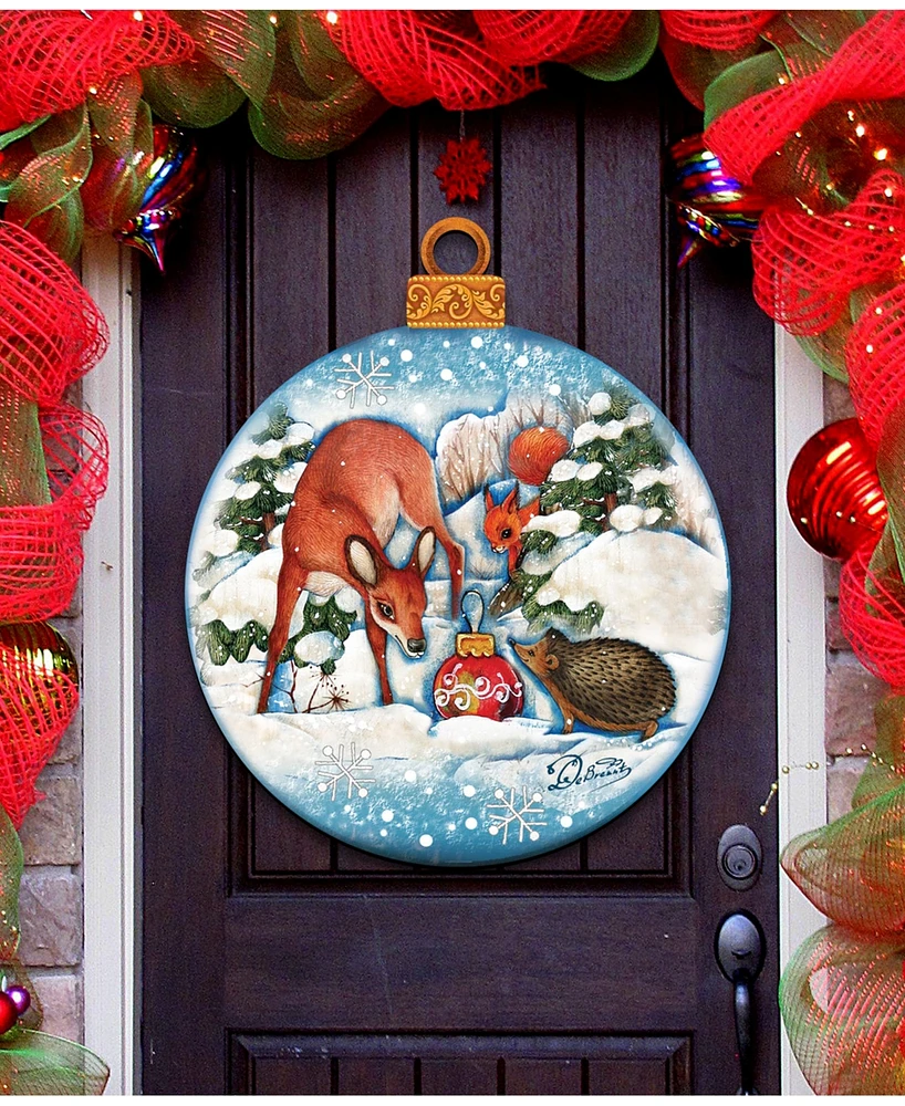 Designocracy Forest Friends Christmas Door Hanger