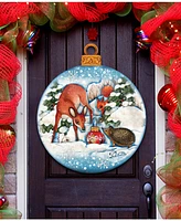 Designocracy Forest Friends Christmas Door Hanger