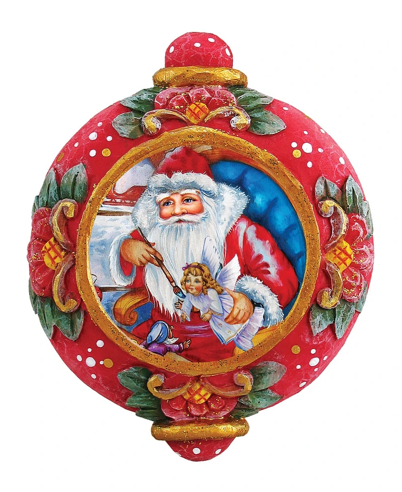 G.DeBrekht Hand Painted Scenic Ornament Nativity Workshop