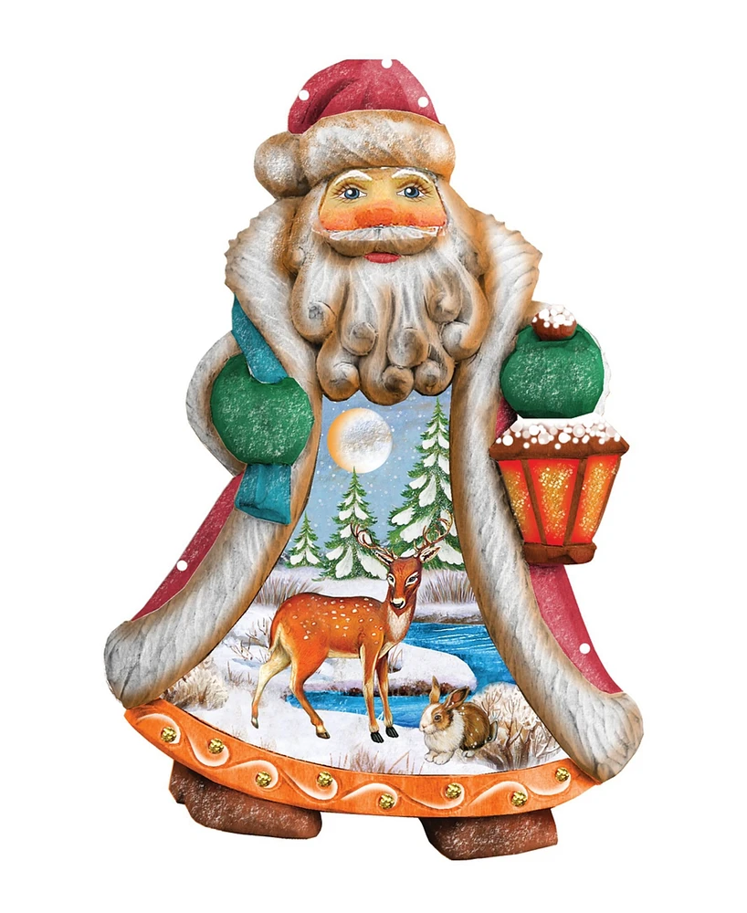 G.DeBrekht Hand Painted Santa Quiet Day Ornament Figurine with Scenic Painting