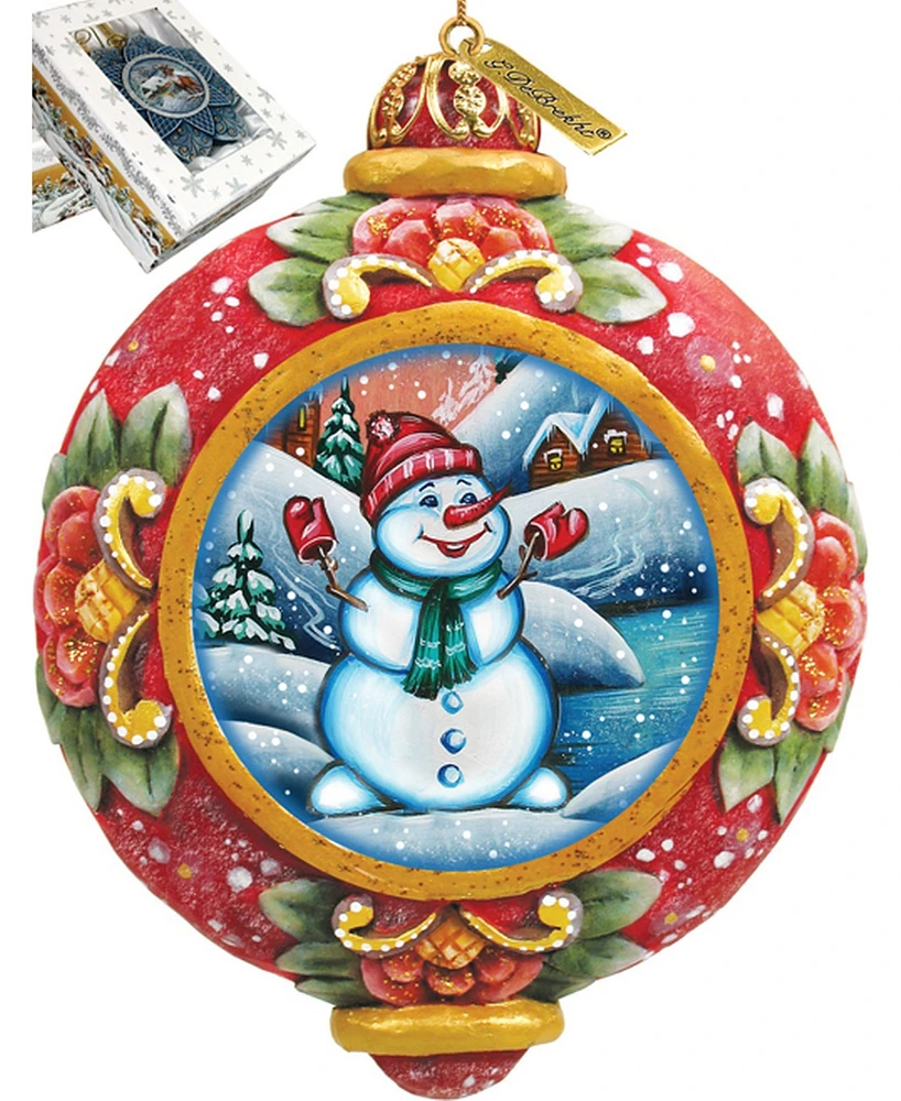 G.DeBrekht Hand Painted Scenic Ornament Snowman