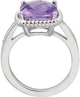 Pink Amethyst (3 ct. t.w.) & Diamond (1/20 Ring Sterling Silver (Also Blue Topaz Green Quartz)