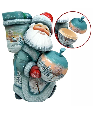 G.DeBrekht Woodcarved Hand Painted Christmas Ball Santa Figurine