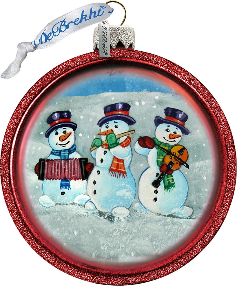 G.DeBrekht Snowmen C Ball Glass Ornament