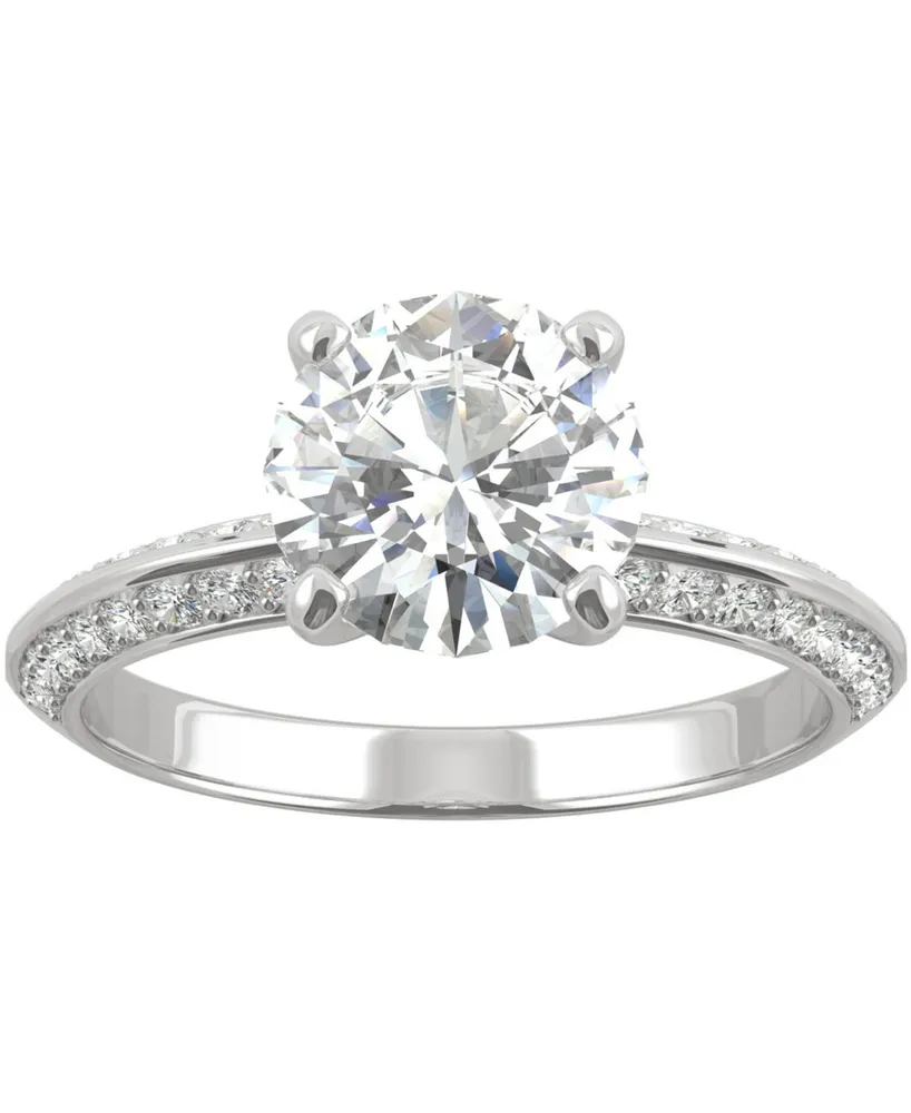 Charles & Colvard Moissanite Knife-Edge Engagement Ring (2-1/4 ct. t.w. Dew) 14k White Gold