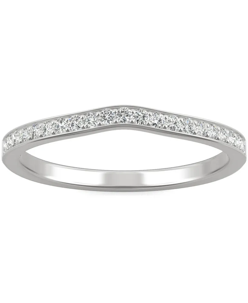 Charles & Colvard Moissanite V-Shape Wedding Band (1/5 ct. t.w. Dew) 14k White Gold