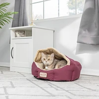 Armarkat Model C08HJH/Mh Pet Bed, Burgundy/Ivory, Waterproof Base, Machine Washable, 100% Poly Fill, Small Dogs and Cats, 18"L x 14"W x 11"H