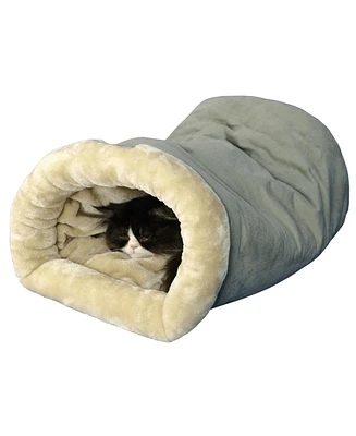 Armarkat Burrow Sleep Cat Bed, Soft Cave Bed For Dog And Cat, C15HHL/Mh, Sage Green & Beige