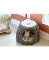 Armarkat Cat Cave Shape Bed with Anti-Slip Waterproof Base, Removable Cushion Mat, C30HML/Mh, Laurel Green and Beige