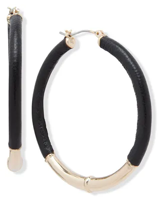 Lauren Ralph Lauren Medium Leather Hoop Earrings, 2"