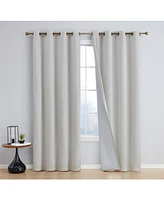 Hlc.me Siena Pattern 100% Complete Blackout Thermal Insulated Double Layer Window Curtain Grommet Panels for Living Room & Bedroom
