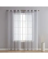 Hlc.me Audrey Embroidered Premium Soft Decorative Sheer Voile Light Filtering Grommet Window Treatment Curtain Drapery Panels for Bedroom & Living Roo