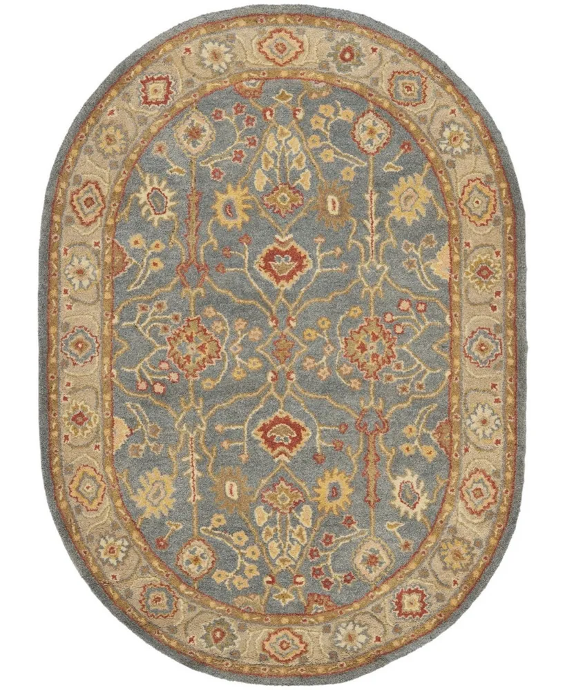 Safavieh Antiquity At314 Blue and Ivory 4'6" x 6'6" Oval Area Rug