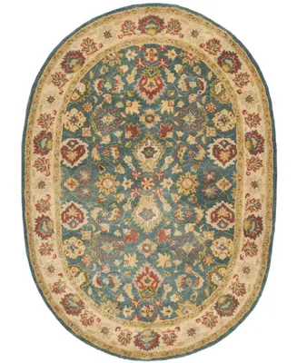 Safavieh Antiquity At15 Blue and Beige 7'6" x 9'6" Oval Area Rug