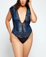 iCollection Plus Natalia Lace Mesh Plunge Teddy