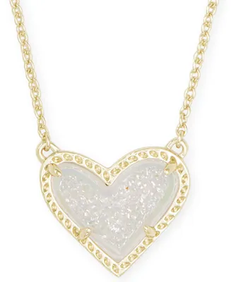 14K Gold Plated and Genuine Stone Kendra Scott Ari Heart Pendant Necklace