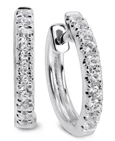 Arabella Cubic Zirconia Extra-Small Huggie Hoop Earrings in 14k White Gold, 0.47"