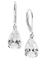 Arabella Cubic Zirconia Teardrop Leverback Drop Earrings in 14k White Gold