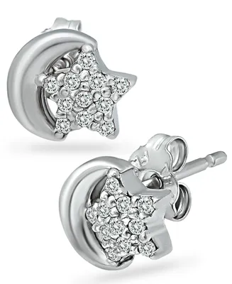 Giani Bernini Cubic Zirconia Star & Moon Stud Earrings in Sterling Silver, Created for Macy's (Also in Gold over Silver)