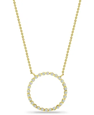 Giani Bernini Cubic Zirconia Open Circle Pendant Necklace in 18k Gold-Plated Sterling Silver, 16" + 2" extender, Created for Macy's