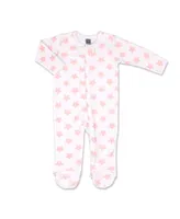 The Peanutshell Baby Girls Flower 3-Pack Sleepers, Pink and White, Newborn