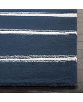 Martha Stewart Collection Chalk Stripe MSR3617C Navy 2'6" x 10' Runner Area Rug