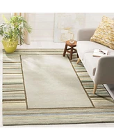 Martha Stewart Collection Striped Border MSR4715A Moss 9' x 12' Area Rug