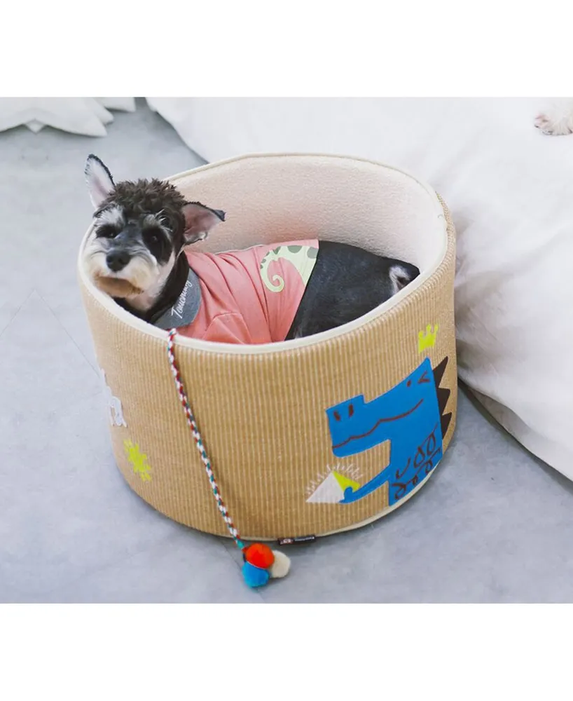 Touchcat 'Claw-Ver Nest' Rounded Scratching Cat Bed with Teaser Toy
