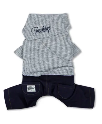 Touchdog Vogue Neck-Wrap Sweater and Denim Pant Outfit