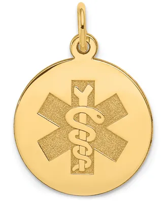 Medical Info Disc Charm Pendant in 14k Gold