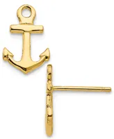 Anchor Stud Earrings in 14k Yellow Gold