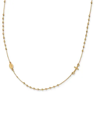 Cross Rosary 16" Collar Necklace in 14k Gold