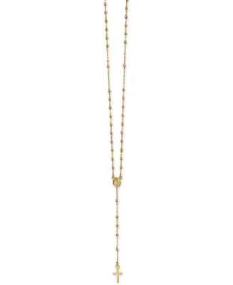 Cross Rosary Lariat Necklace in 14k Gold, 17" + 3" extender