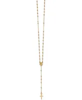 Cross Rosary Lariat Necklace in 14k Gold, 17" + 3" extender