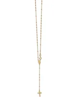 Cross Rosary Lariat Necklace in 14k Yellow Gold, 19 1/2" + 3 1/2" extender