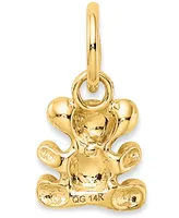 Teddy Bear Charm Pendant in 14k Yellow Gold