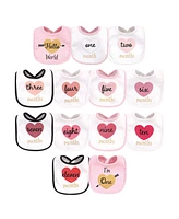 Hudson Baby Infant Girl Cotton Bibs 13pk, Hello World, One Size