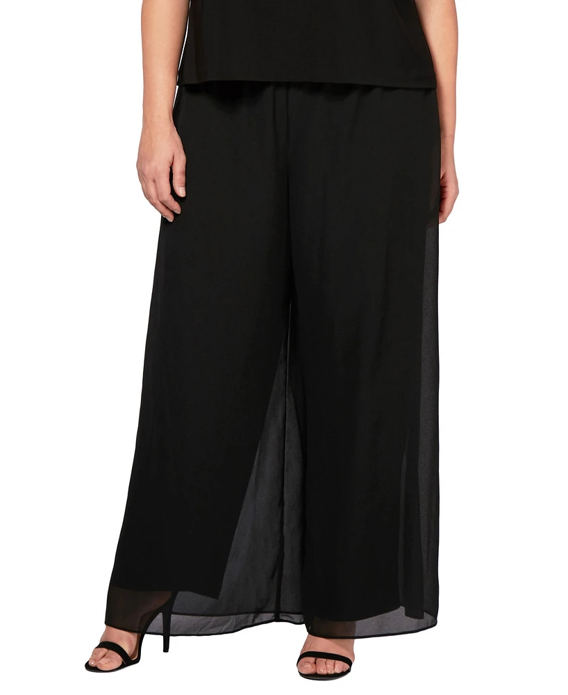 Alex Evenings Plus Straight-Leg Overlay Pants